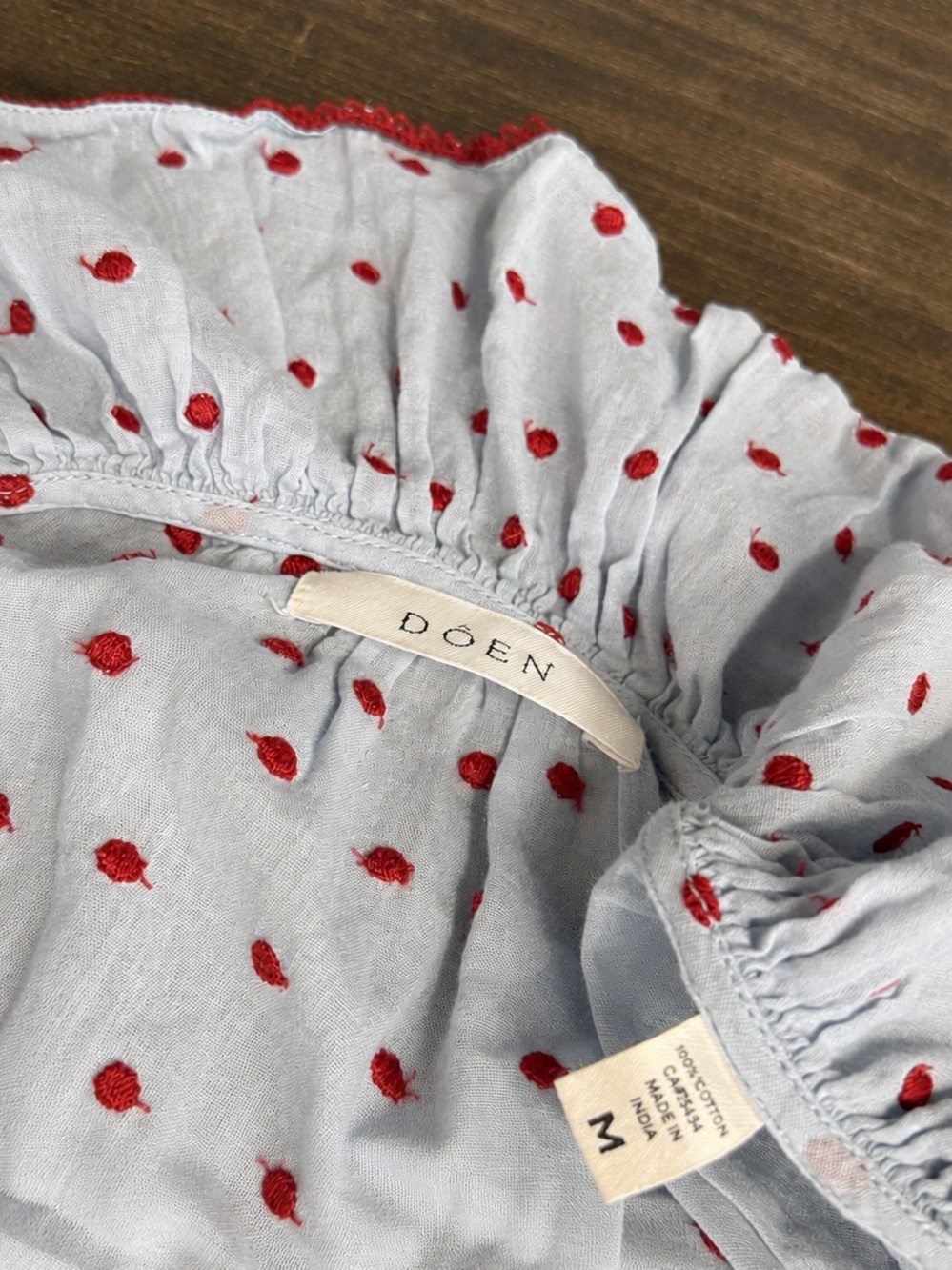 DÔEN Jemma Top in Azure Swiss Dot - Medium - Picture 5 of 5